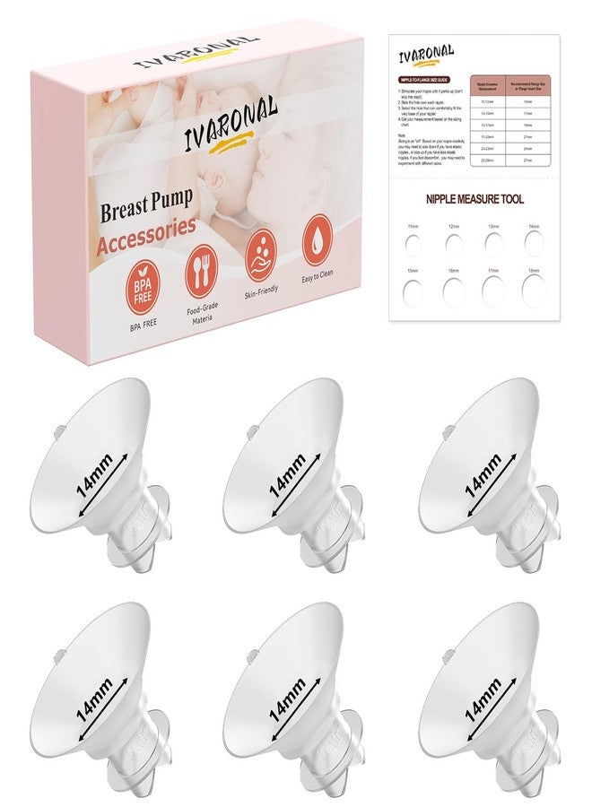 ايفارونال حشوة شفة مُحسّنة 14 مم مع لسان سحب وشكل مثلث لمضخات الثدي Momcozy/Spectra/Medela/eufy/TSRETE/Elvie/Lansinoh، مناسبة لأغطية/شفاه 24 مم لمعظم المضخات، 6 قطع 14 مم - Image 1